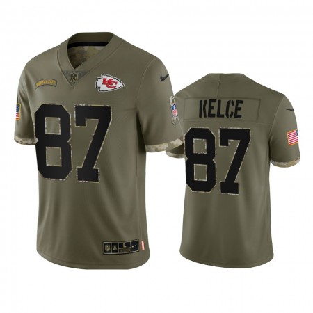 Herren Kansas City Chiefs Trikot Travis Kelce 87 2022 Salute To Service Olive